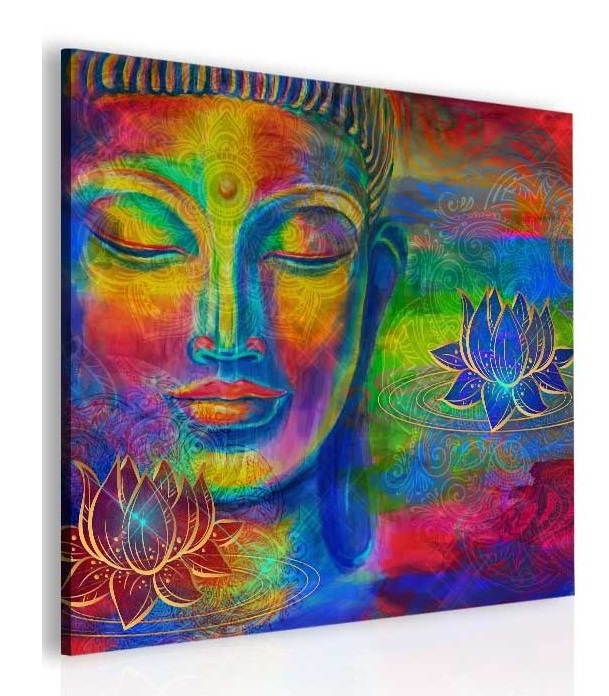 Abstraktn obraz barevn Buddha 120x120  cm