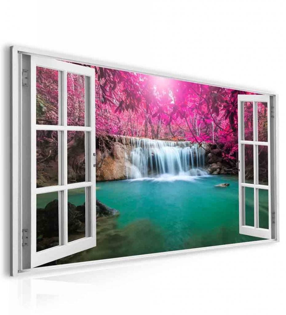 Obraz okno vodopd v Thajsku 90x60  cm