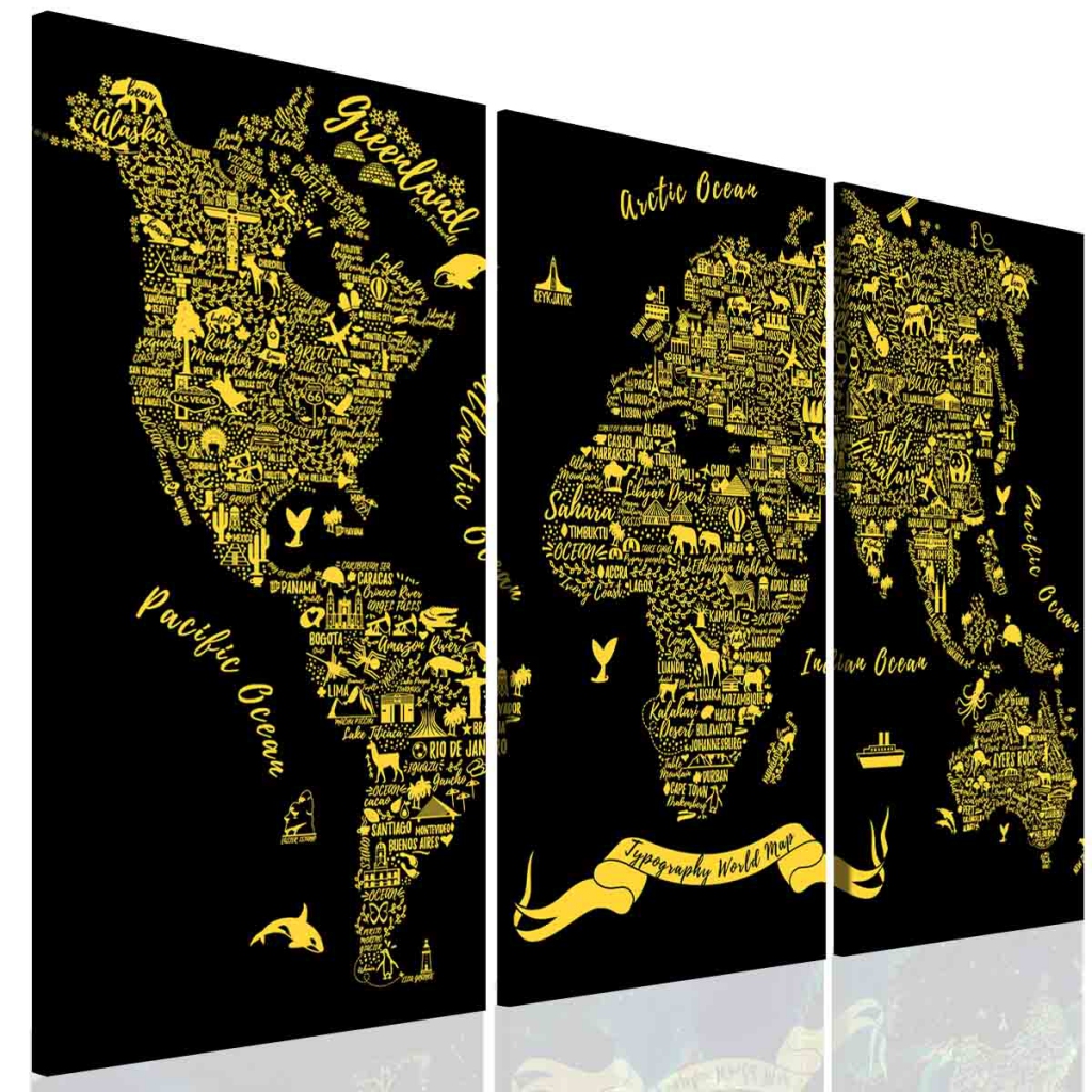 Obraz typografick mapa svta 120x80  cm