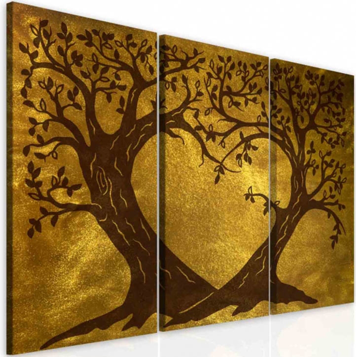 Obraz Zlat srdcov stromy 60x40  cm, 3 dly